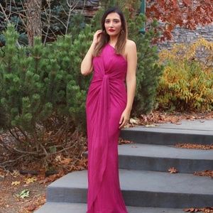 One Shoulder Adrianna Papell Fuchia Gown